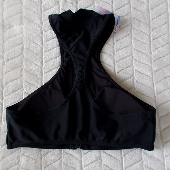 Forever 21 black high neck bikini top with gold zipper and removable padding NWT - Picture 2 of 2
